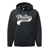 Retro Philadelphia Baseball Vintage Philly Swoosh Performance Fleece Hoodie