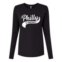 Retro Philadelphia Baseball Vintage Philly Swoosh Womens Cotton Relaxed Long Sleeve T-Shirt