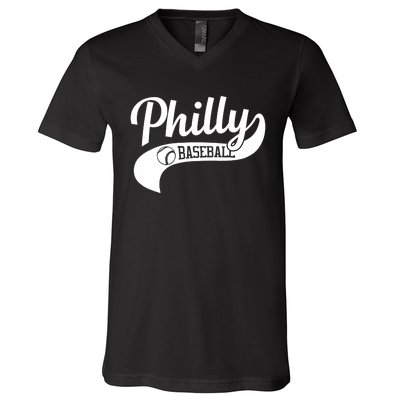 Retro Philadelphia Baseball Vintage Philly Swoosh V-Neck T-Shirt