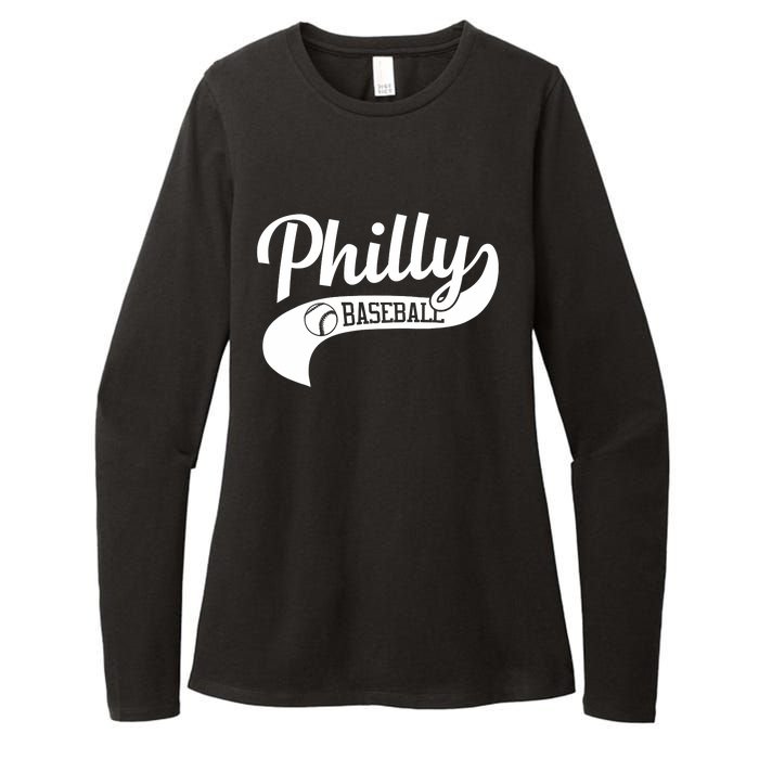 Retro Philadelphia Baseball Vintage Philly Swoosh Womens CVC Long Sleeve Shirt