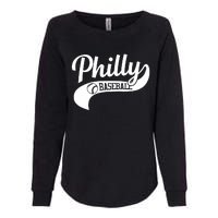 Retro Philadelphia Baseball Vintage Philly Swoosh Womens California Wash Sweatshirt