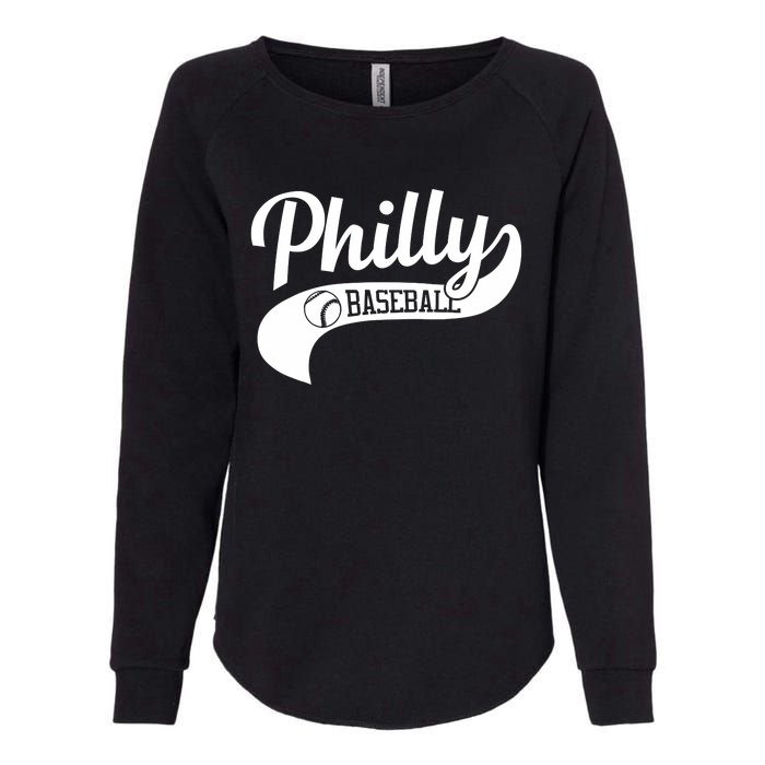 Retro Philadelphia Baseball Vintage Philly Swoosh Womens California Wash Sweatshirt