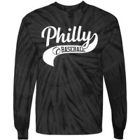 Retro Philadelphia Baseball Vintage Philly Swoosh Tie-Dye Long Sleeve Shirt