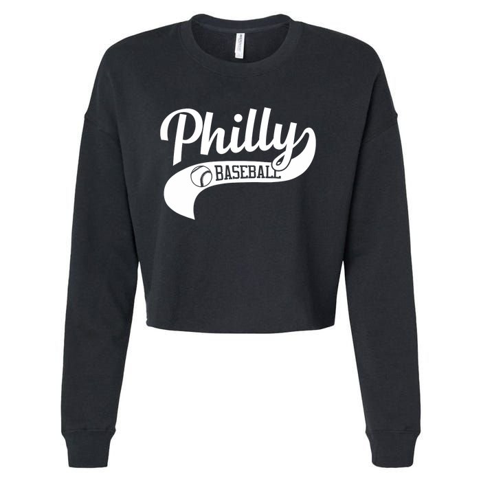 Retro Philadelphia Baseball Vintage Philly Swoosh Cropped Pullover Crew