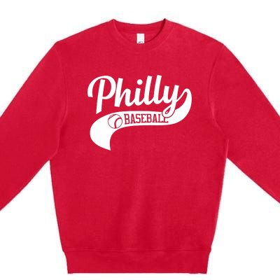 Retro Philadelphia Baseball Vintage Philly Swoosh Premium Crewneck Sweatshirt