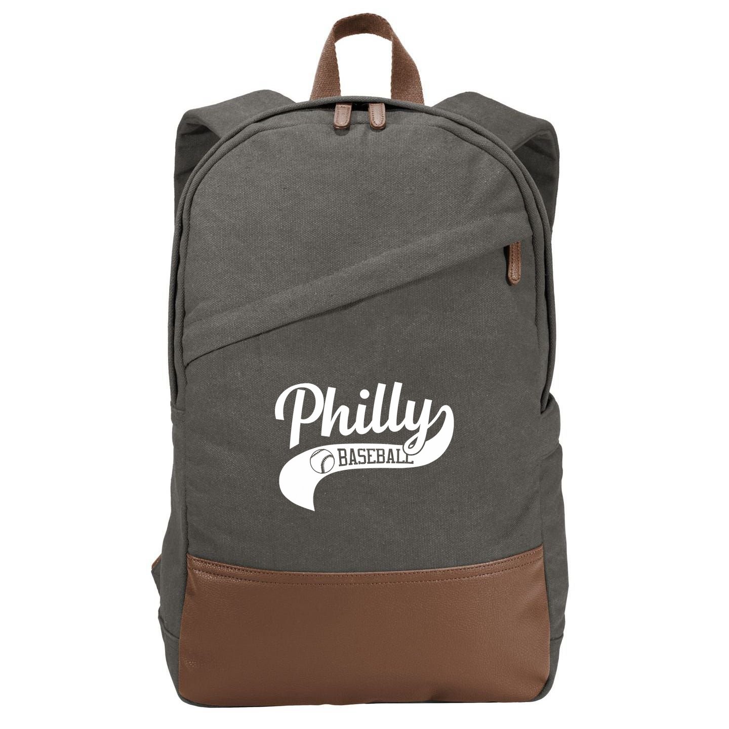 Retro Philadelphia Baseball Vintage Philly Swoosh Cotton Canvas Backpack