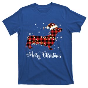 Red Plaid Buffalo Dachshund Merry Christmas Pajamas Funny Gift Funny Gift T-Shirt