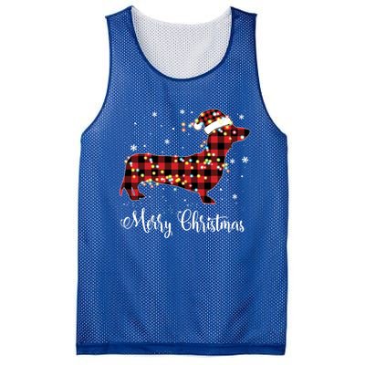 Red Plaid Buffalo Dachshund Merry Christmas Pajamas Funny Gift Funny Gift Mesh Reversible Basketball Jersey Tank