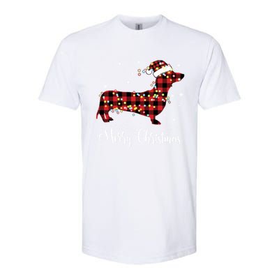 Red Plaid Buffalo Dachshund Merry Christmas Pajamas Funny Gift Funny Gift Softstyle® CVC T-Shirt