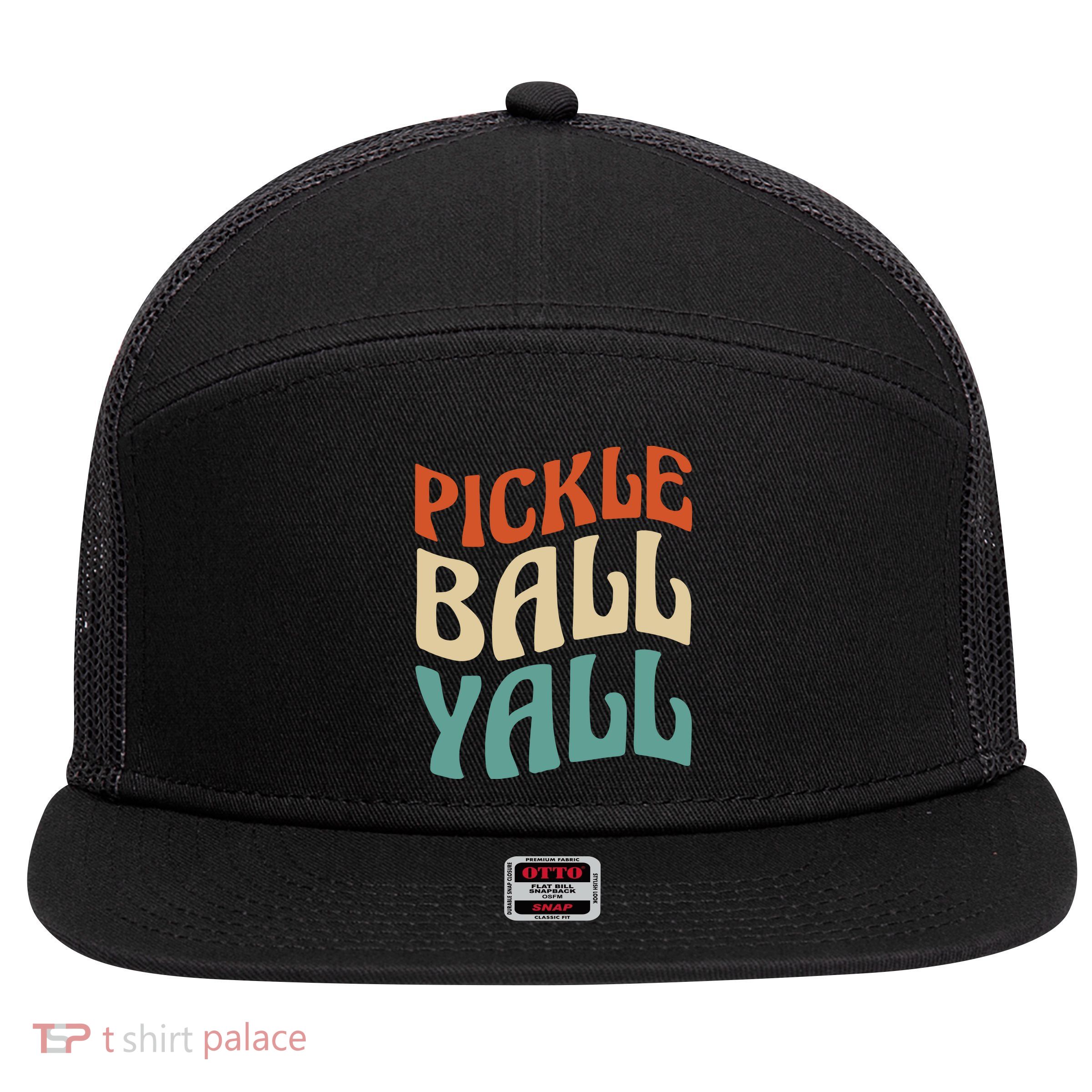 Retro Pickle Ball Yall Paddle For Team Sport 7 Panel Mesh Trucker Snapback Hat