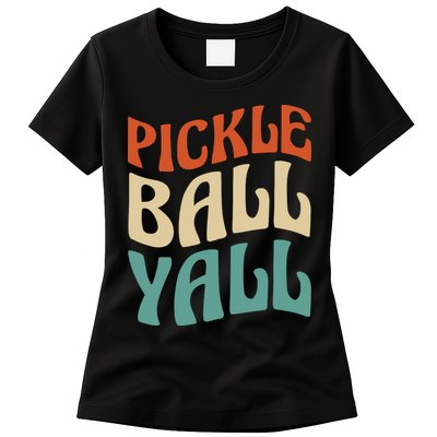 Retro Pickle Ball Yall Paddle For Team Sport Womens T-Shirt