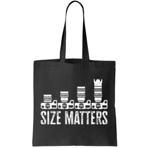 Retro Photography Camera Lens Size Matters Photographer Tote Bag