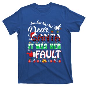 Red Plaid Christmas Couples Tees Dear Santa It Was Her Fault Cool Gift T-Shirt