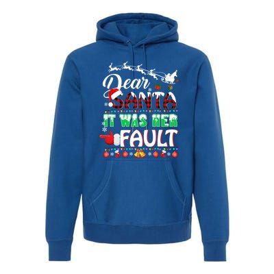 Red Plaid Christmas Couples Tees Dear Santa It Was Her Fault Cool Gift Premium Hoodie