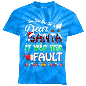 Red Plaid Christmas Couples Tees Dear Santa It Was Her Fault Cool Gift Kids Tie-Dye T-Shirt