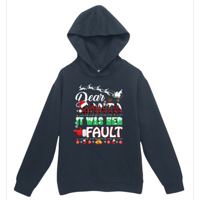 Red Plaid Christmas Couples Tees Dear Santa It Was Her Fault Cool Gift Urban Pullover Hoodie