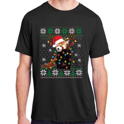 Red Panda Christmas Lights Santa Hat Ugly Sweater Xmas Cute Gift Adult ChromaSoft Performance T-Shirt