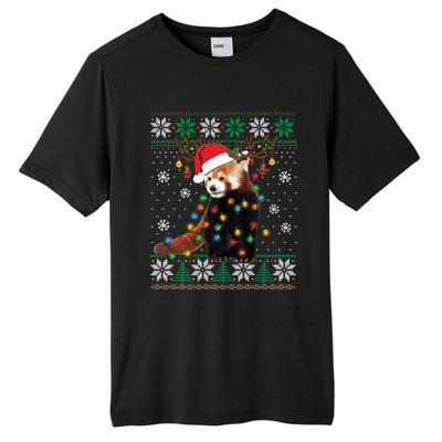 Red Panda Christmas Lights Santa Hat Ugly Sweater Xmas Cute Gift Tall Fusion ChromaSoft Performance T-Shirt