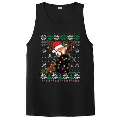 Red Panda Christmas Lights Santa Hat Ugly Sweater Xmas Cute Gift PosiCharge Competitor Tank