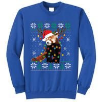 Red Panda Christmas Lights Santa Hat Ugly Sweater Xmas Cute Gift Sweatshirt