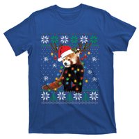 Red Panda Christmas Lights Santa Hat Ugly Sweater Xmas Cute Gift T-Shirt