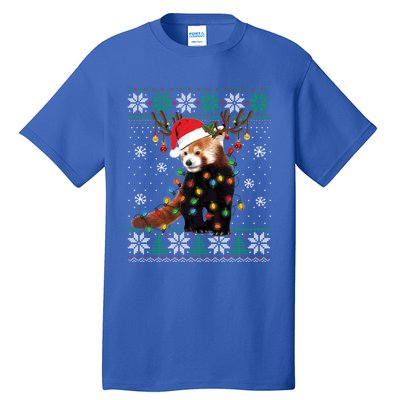 Red Panda Christmas Lights Santa Hat Ugly Sweater Xmas Cute Gift Tall T-Shirt