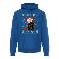 Red Panda Christmas Lights Santa Hat Ugly Sweater Xmas Cute Gift Premium Hoodie