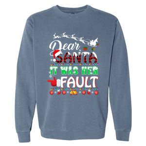 Red Plaid Christmas Couples Tees Dear Santa It Was Her Fault Gift Garment-Dyed Sweatshirt