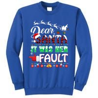 Red Plaid Christmas Couples Tees Dear Santa It Was Her Fault Gift Sweatshirt