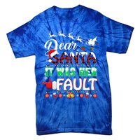 Red Plaid Christmas Couples Tees Dear Santa It Was Her Fault Gift Tie-Dye T-Shirt