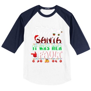 Red Plaid Christmas Couples Tees Dear Santa It Was Her Fault Gift Baseball Sleeve Shirt