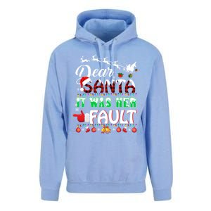 Red Plaid Christmas Couples Tees Dear Santa It Was Her Fault Gift Unisex Surf Hoodie