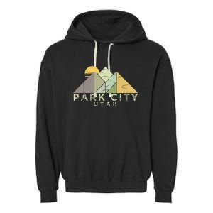 Retro Park City Utah Distressed Hiking Garment-Dyed Fleece Hoodie