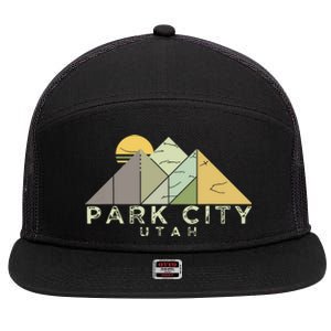 Retro Park City Utah Distressed Hiking 7 Panel Mesh Trucker Snapback Hat