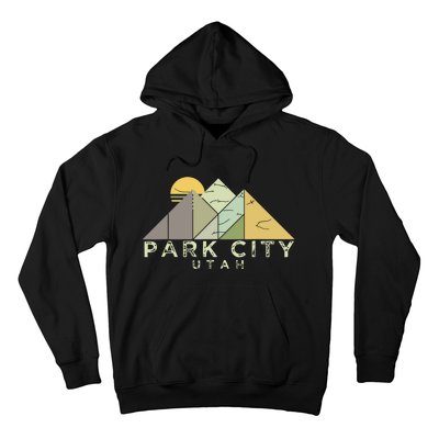 Retro Park City Utah Distressed Hiking Hoodie