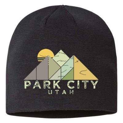 Retro Park City Utah Distressed Hiking Sustainable Beanie