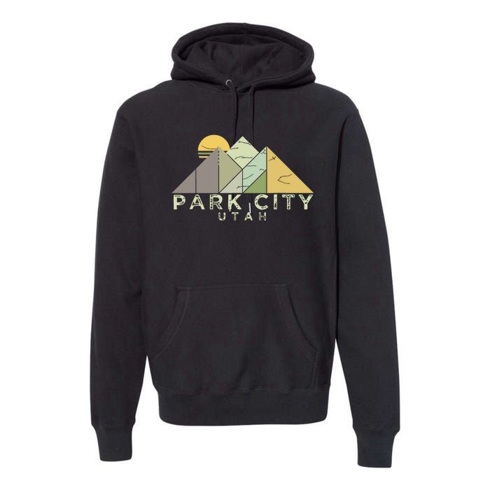 Retro Park City Utah Distressed Hiking Premium Hoodie