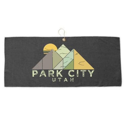 Retro Park City Utah Distressed Hiking Large Microfiber Waffle Golf Towel