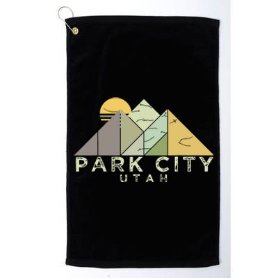 Retro Park City Utah Distressed Hiking Platinum Collection Golf Towel