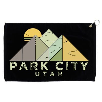 Retro Park City Utah Distressed Hiking Grommeted Golf Towel