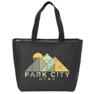 Retro Park City Utah Distressed Hiking Zip Tote Bag