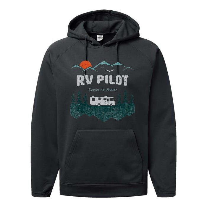 RV Pilot Camping Motorhome Travel Vacation Gift Performance Fleece Hoodie