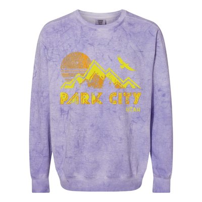Retro Park City Utah Distressed Home Colorblast Crewneck Sweatshirt