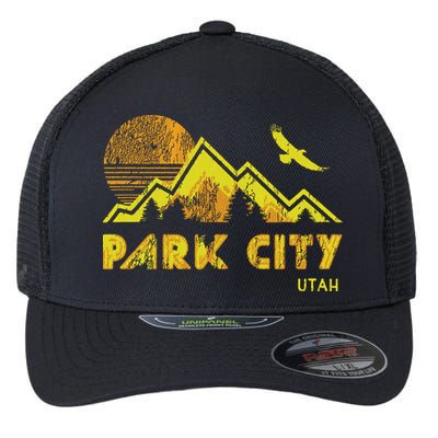 Retro Park City Utah Distressed Home Flexfit Unipanel Trucker Cap
