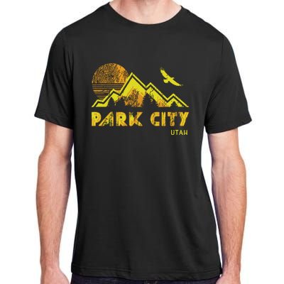 Retro Park City Utah Distressed Home Adult ChromaSoft Performance T-Shirt