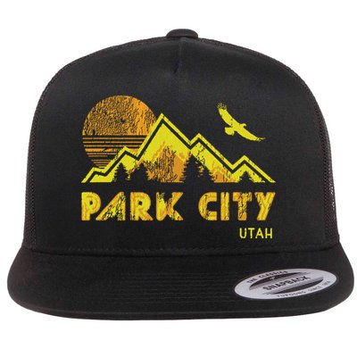 Retro Park City Utah Distressed Home Flatbill Hat
