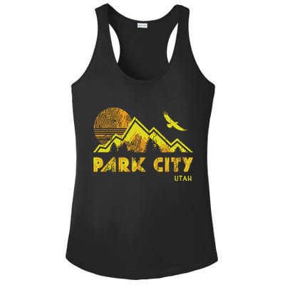 Retro Park City Utah Distressed Home Ladies PosiCharge Competitor Racerback Tank