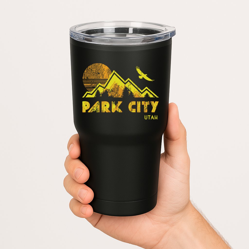 Retro Park City Utah Distressed Home Tumbler