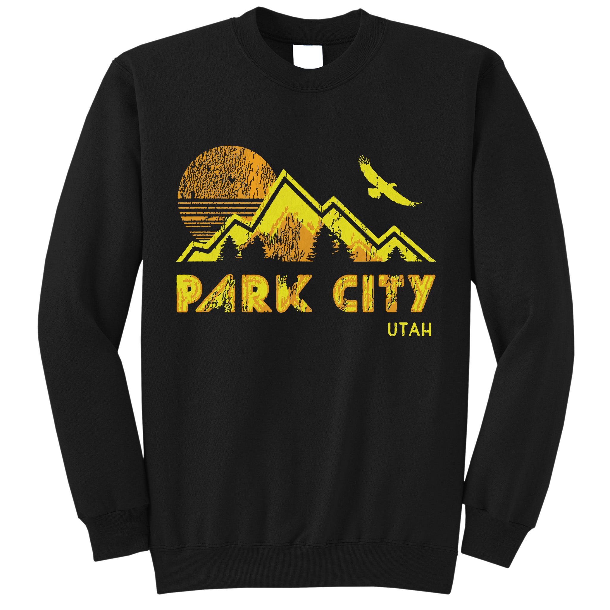 Retro Park City Utah Distressed Home Tall Sweatshirt
