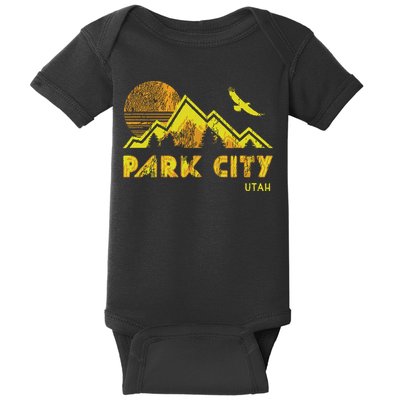 Retro Park City Utah Distressed Home Baby Bodysuit
